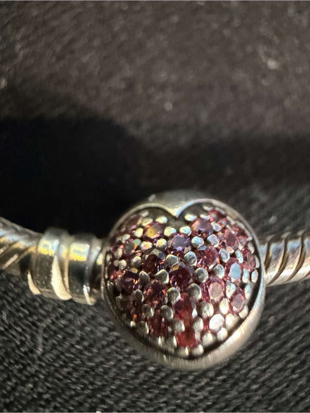 Authen Pandora Sparkling Hearts Clips With Pink CZ Retired Pandora Clips Charm